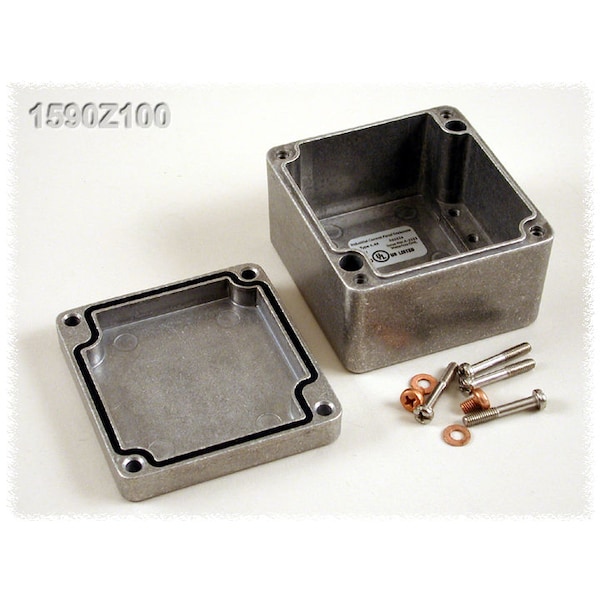Hammond Screws Electrical Enclosures, 2.94 in H, 2.05 in D, 3.14 in W, 4, 4X, 6, 6P, 12 & 13, Aluminum 1590Z100 - main